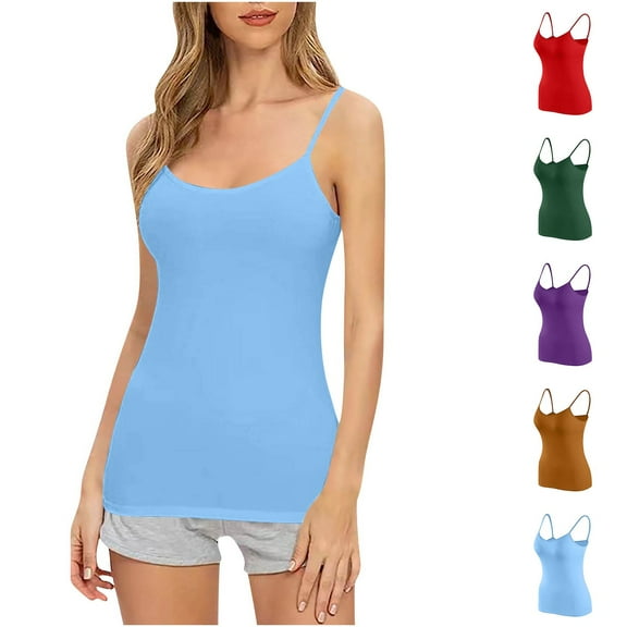 Antinious Womens Solid Spaghetti Adjustable Padded Relaxed Everyday Bras