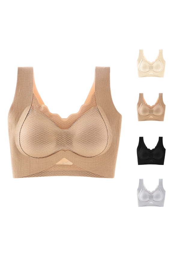 Womens Solid Wireless Adjustable Strap Breathable Enhanced Support Tank Style Bra