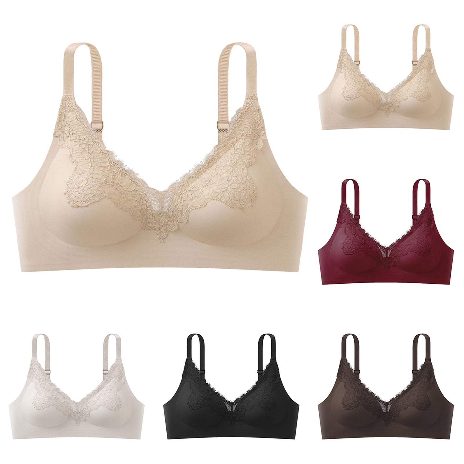Bra Support Types Antinious Womens Solid Wireless Adjustable Strap Lace Support Hook ...