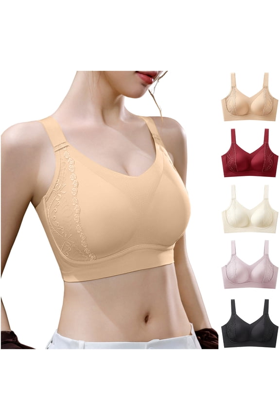 Womens Solid Wireless Side Support Supportive Active Bra