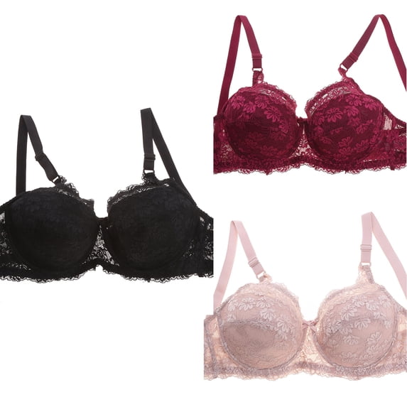 Antinious Womens Underwire Lace Mesh Panel Comfortable Daily Bra
