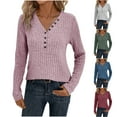 thumbnail image 1 of Antinious Womens V Neck Fall Tops Long Sleeve Solid Knit Sweater,Winter Sweatshirt for Women,Going Out Tops for Women,Pink,XL, 1 of 5
