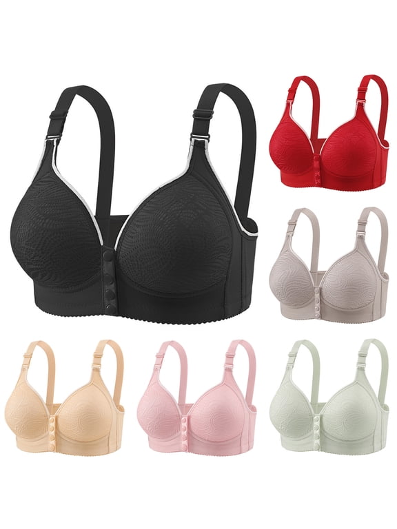Women Plus Size Wireless Bras Push Up Backless Front Closure Stylish Breathable