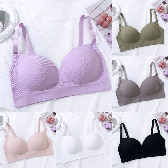 Antinious Ladies Solid Wireless Backless Seamless Push Up Comfortable Everyday Bras