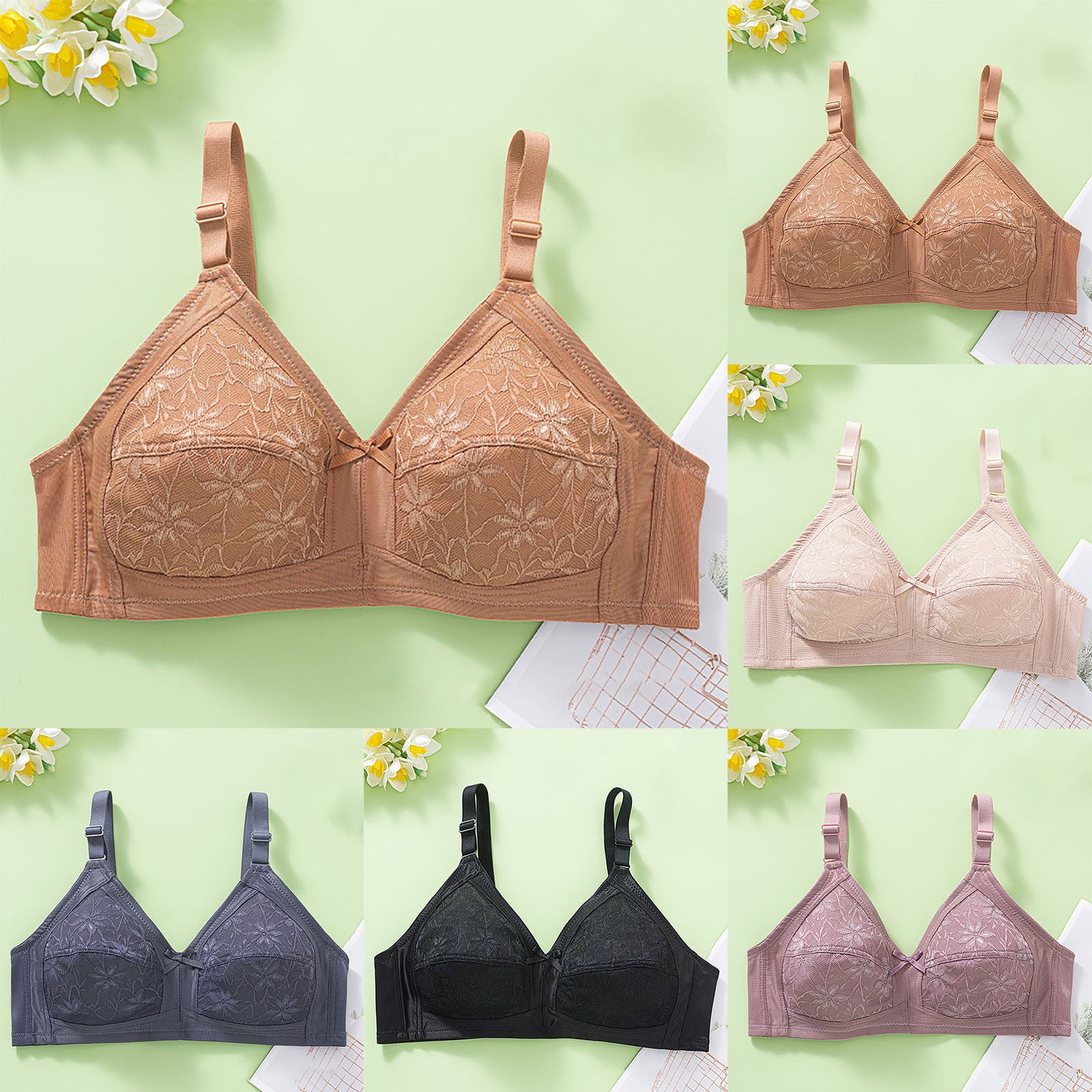 Solid Color Bra Antinious Womens Wireless Bras,Summer Plus Size Bra for Womens,Women's ...