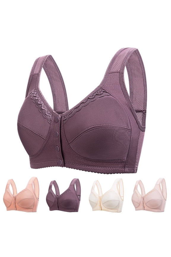Women Daily Front Closure Wireless Seamless Breathable Support Everyday Bras