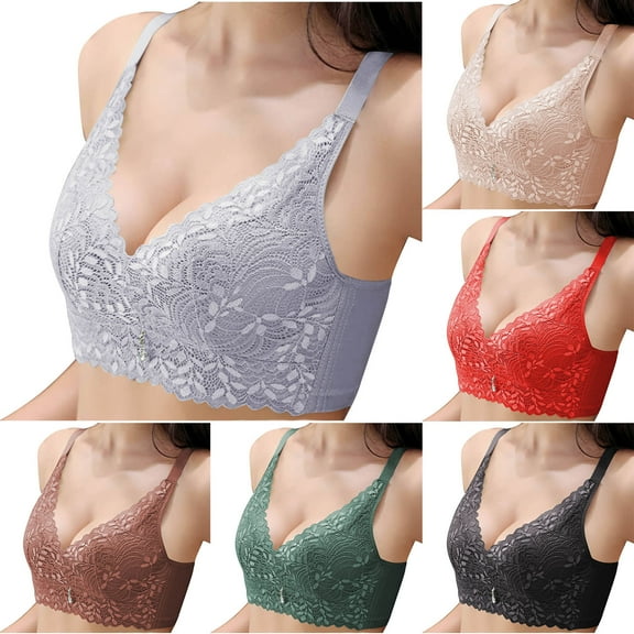 Antinious Womens Wireless Bras,Summer Plus Size Bra for Womens,Woman's Embroidery Back Buckle Thin Style Ventilate Bra Without Steel Rim