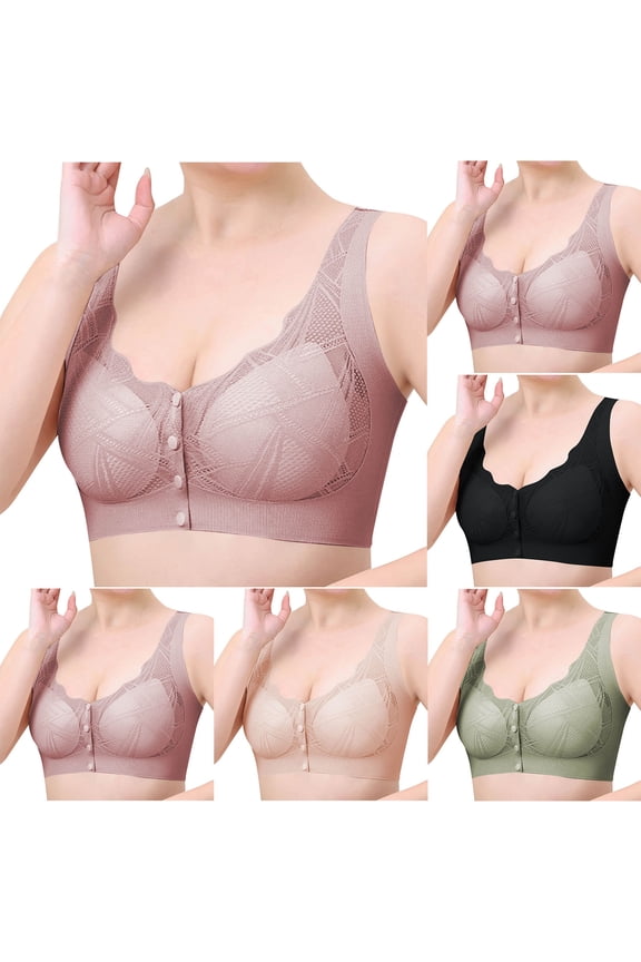 Ladies Embroidery Fashion Style Ventilate Front Buckle Bra Without Steel Rim