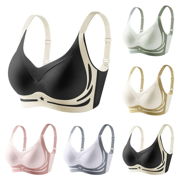 Antinious Womens Wireless Bras,Summer Plus Size Bra for Women,Womens Printing No Buckle Ventilate Sport Bras Without Steel Rim