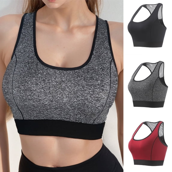 Antinious Ladies Solid Non Closure Racerback Mesh Back Wireless Sports Comfortable Bras