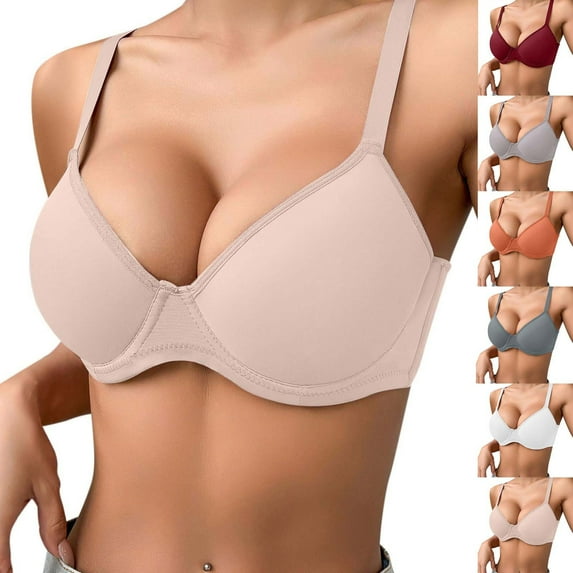 Antinious Womens Wireless Bras,Summer Plus Size Bra for Womens,Women's Soft Breathable Solid Color Bra Push-up Bra