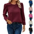 thumbnail image 1 of Antinious Workout Tops for Women Casual Solid Long Sleeve Crewneck Pullover Shirts,Winter Sweatshirt for Women,Going Out Tops for Women,Pink,XL, 1 of 5