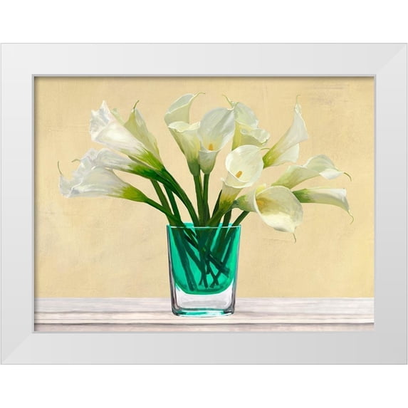 Antinori, Andrea 18x15 White Modern Wood Framed Museum Art Print Titled - White Callas in a Glass Vase