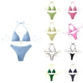 thumbnail image 1 of Antinous Ladies Solid Bandeau Swim Adjustable Style with Chest Padding Bikinis Set, 1 of 5