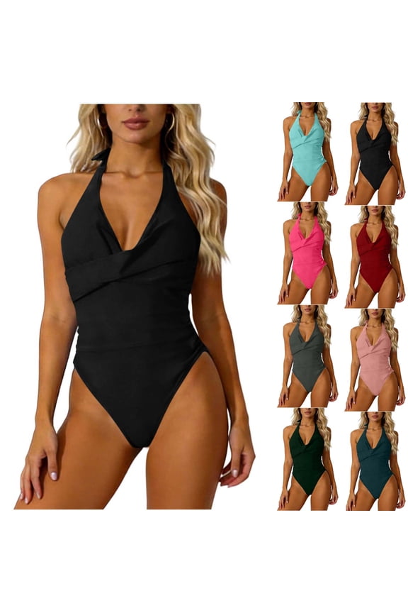 Antinous Ladies Solid Swim Off-Shoulder Back Chest Padding Modest Apparel