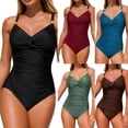 thumbnail image 1 of Antinous Ladies Solid V-Neck Mesh Swim with Light Padding Lightweight Beach Swimwear, 1 of 5