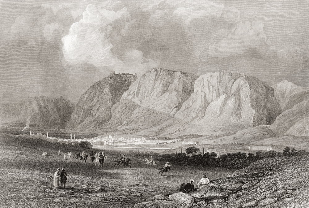 Antioch in Syria from the south west from a 19th century engraving From The Imperial Bible Dictionary published 1889 Canvas Art - Ken Welsh  Design Pics (17 x 11)