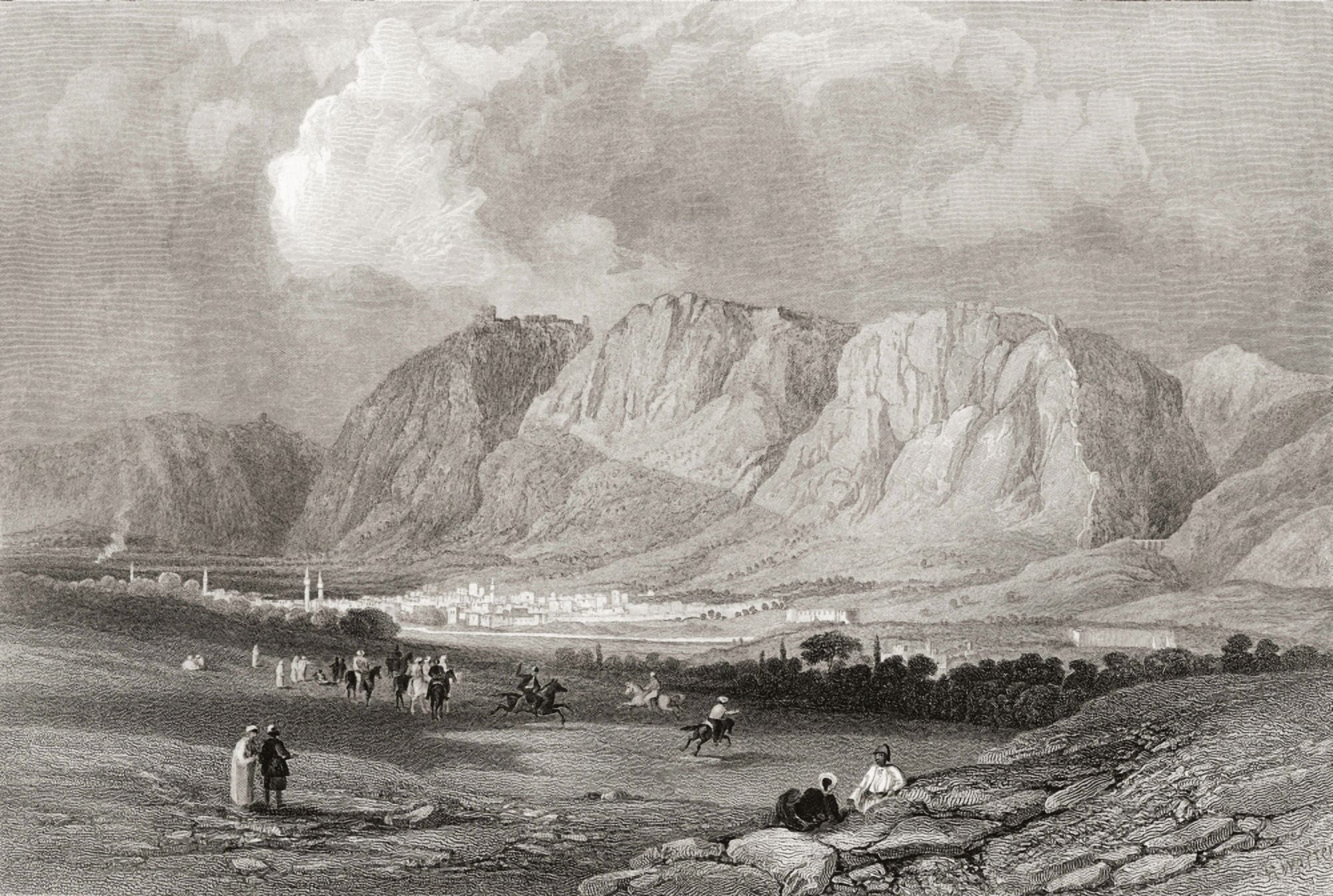 Antioch in Syria from the south west from a 19th century engraving From The Imperial Bible Dictionary published 1889 Canvas Art - Ken Welsh  Design Pics (34 x 22)