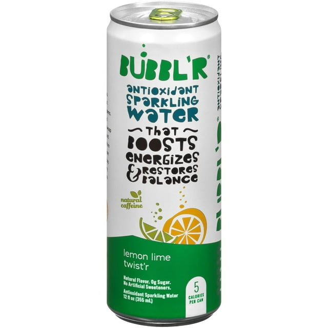 Antioxidant Sparkling Water, Lemon Lime 'r, Natural Caffeine, 5