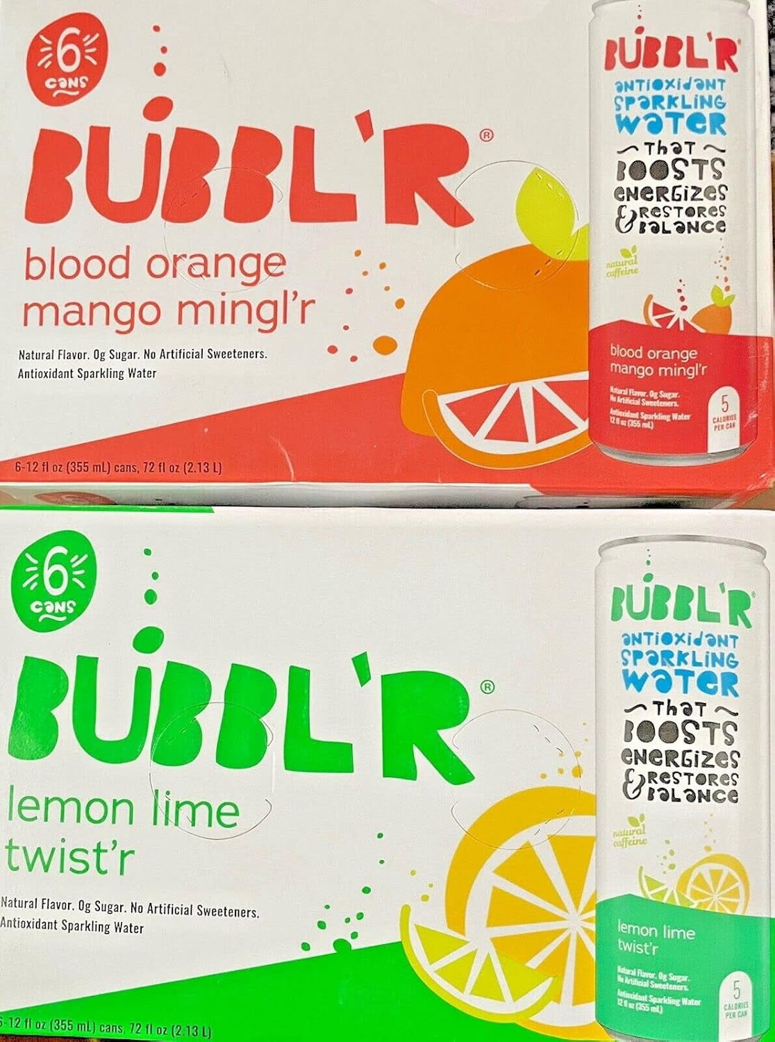 Antioxidant Sparkling Water, (passion fruit wond'r, blood orange mingl