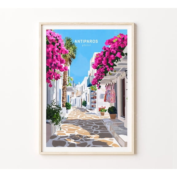 Antiparos Greece Greek Island White House Village Wall Art, Unframed Canvas 16x20in