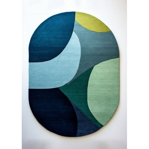 Antiq Carpet Modern Tufted Blue Capsool Style Area Rug, 36" x 60"
