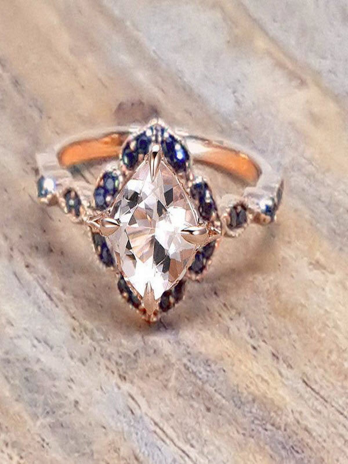Sale Antique carat Morganite and Black Diamond Engagement