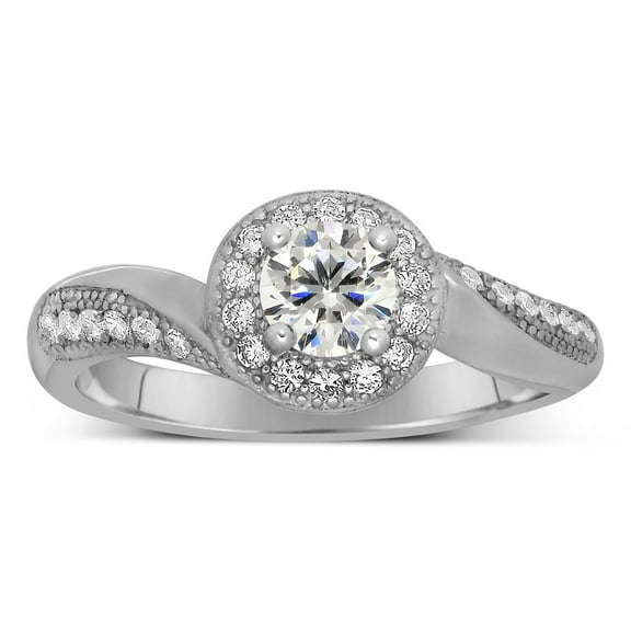 Antique 1.50 Carat Round Diamond and Moissanite Engagement Ring for Her in White Gold