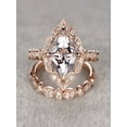 thumbnail image 1 of Antique 1.60 carat Round Cut Morganite and Diamond Halo Bridal Set in Rose Gold: Bestselling Design, 1 of 2