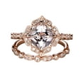 thumbnail image 1 of Antique 1.60 carat Round Cut Real Morganite Ring Set with Man made diamond moissanite Bestselling Design with 18k Gold Plating, 1 of 6