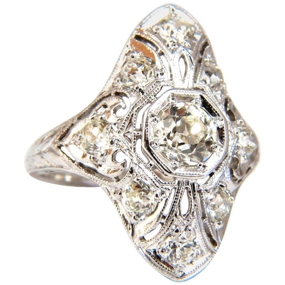 Antique 1.62ct old mine round natural diamonds ring platinum