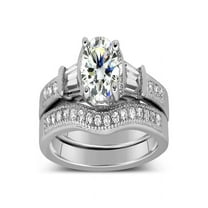 Antique 1 Carat Round Diamond Wedding Ring Set for Her in White Gold