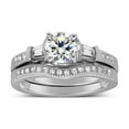 thumbnail image 1 of Antique 1 Carat Round Diamond Wedding Ring Set for Her in White Gold, 1 of 3
