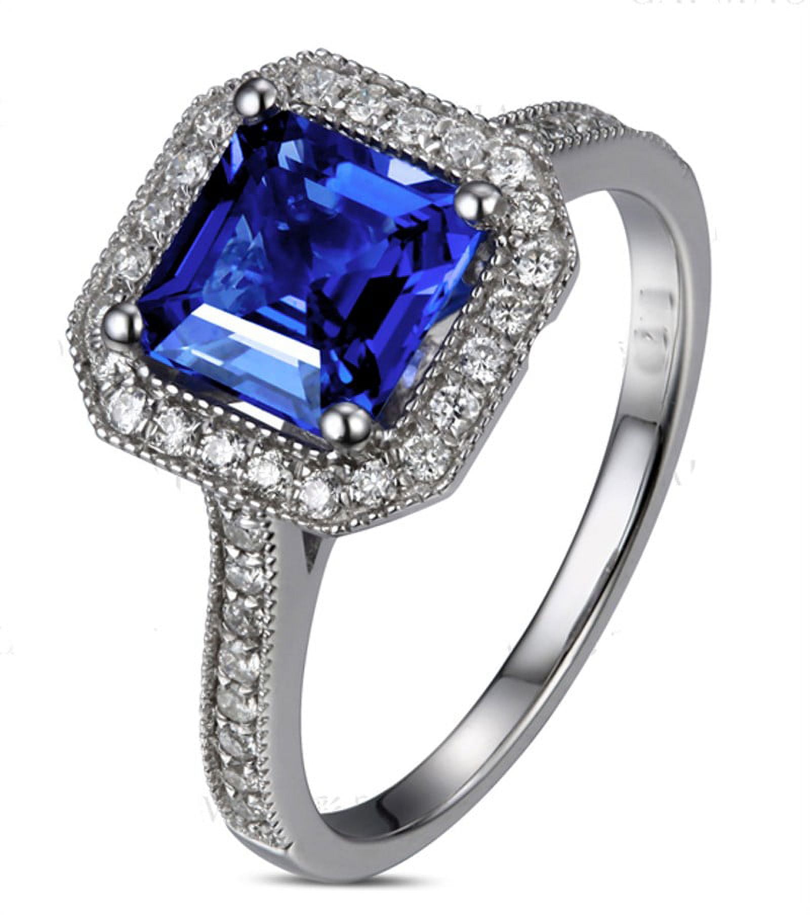 Antique 1 Carat princess cut Sapphire and Diamond Engagement Ring in ...