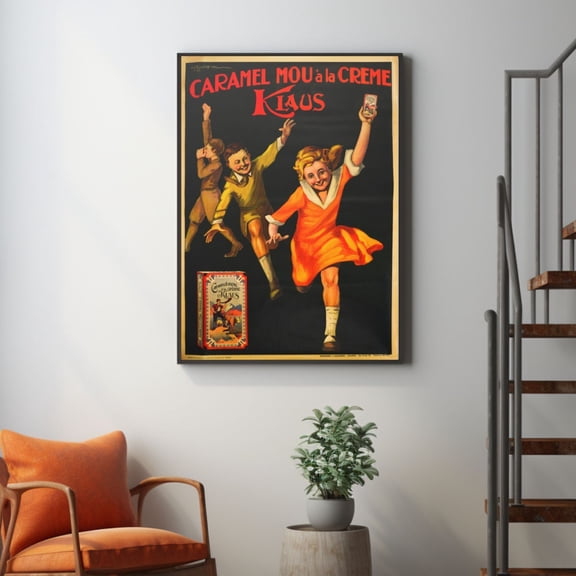 Antique 1920s Italy Advertising Caramel Creme Klaus Wall Art, Unframed Poster