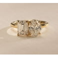 thumbnail image 1 of Antique 2 CT Toi Moi Wedding Ring Emerald & Oval Cut 18K Solid Gold Ring Moissanite Double Stone Engagement Ring, 1 of 4