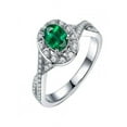 thumbnail image 1 of Antique 2 Carat Emerald and Diamond Engagement Ring in 14k White Gold affordable emerald and diamond engagement ring, 1 of 2