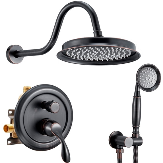 Antique 2 Shower Functions Shower System Combo Wall Mount Rainfall Shower Head with Handheld Shower Spray