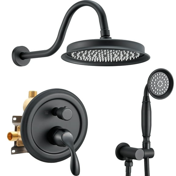 Antique 2 Shower Functions Shower System Combo Wall Mount Rainfall Shower Head with Handheld Shower Spray