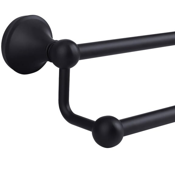 24 Inch Bathroom Double Towel Bar Matte Black Wall Mounted Holder