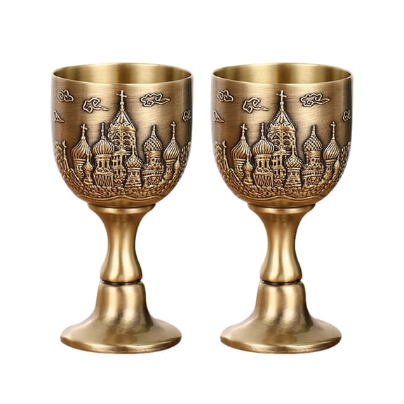 Antique 25ml Shot Glass with Engrave Castles Pattern Chalice Cup For Home Decors