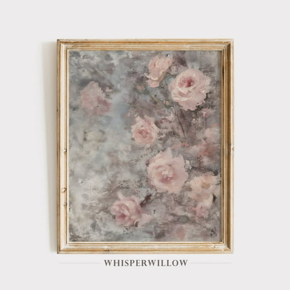Antique Abstract Roses, Poster, Antique Pink, Floral And Botanical ...