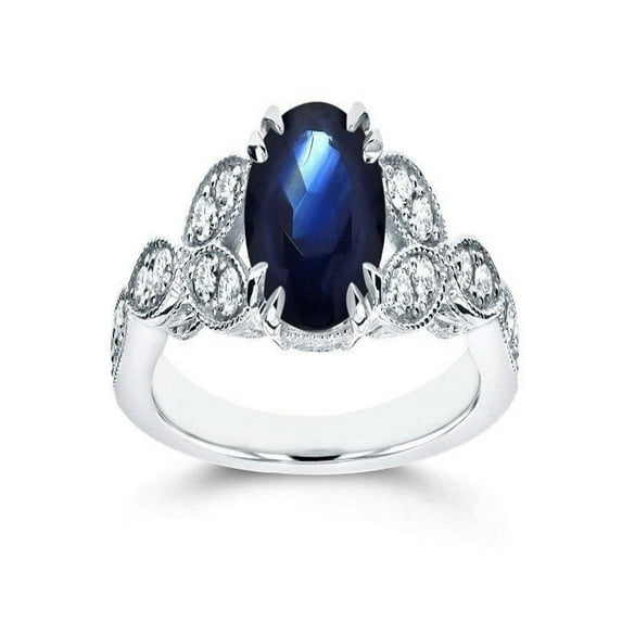 Antique Affordable 1.25 Carat Sapphire and Diamond Engagement Ring in 10k White Gold