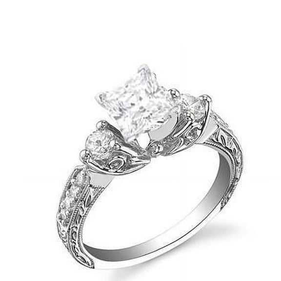 Antique Affordable Engagement Ring 1.75 Carat Princess Cut Moissanite Diamond on 18k Rose Gold Plating