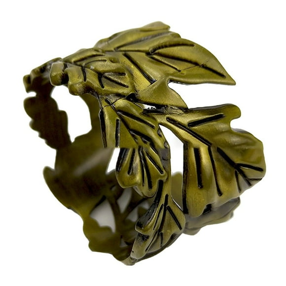 Antique Alloy Leaf Napkin Rings - Elegant Table Decor for Weddings Holidays Special Occasions - Versatile Holders in Bronze Grey Copper Black (4.4x3cm Single Piece) Bronze