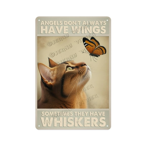 Antique Aluminum Metal Sign, 8 x 12 Inches, Abyssinian Cat Angel Dont Always Have Wings, A Whimsical Addition to Your Home, Great Gift for Animal Advocates and Pet Owners