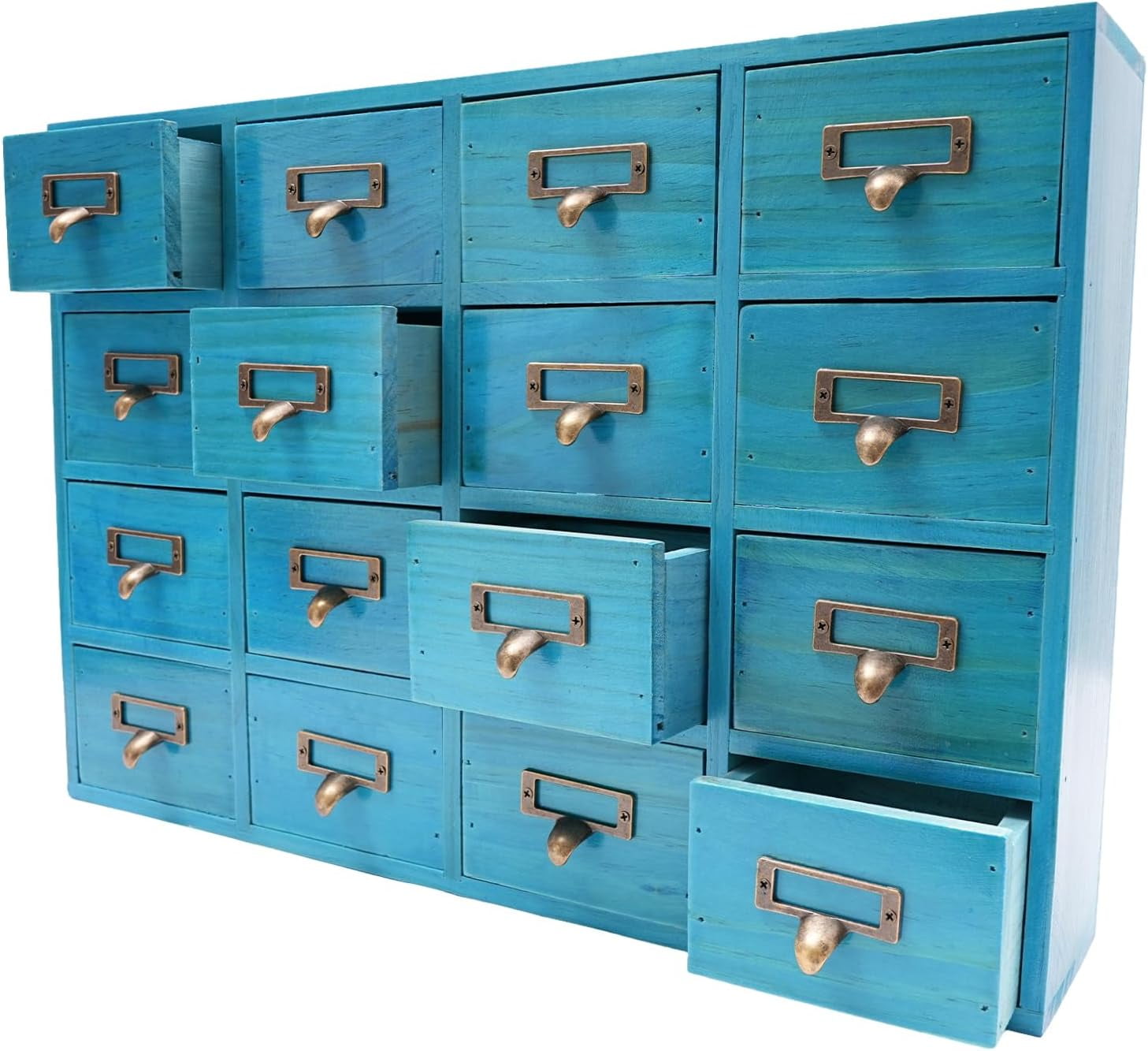 Antique Apothecary Wood Box with 16 Drawers, Apothecary