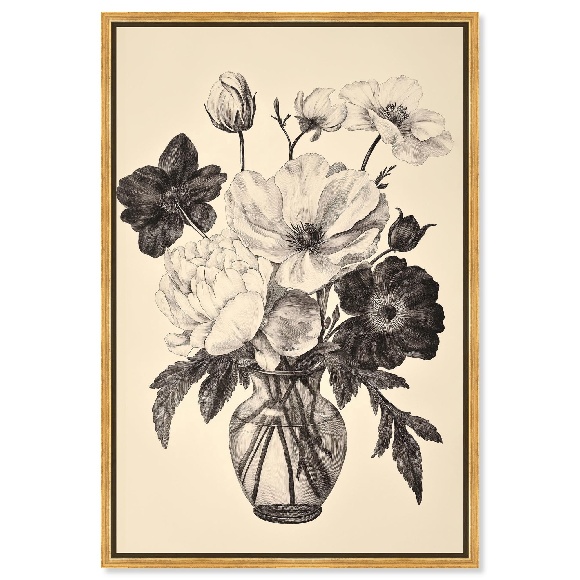Antique Aria Canvas Floral Illustrations by Art Remedy, Gold Frame, 10 ...