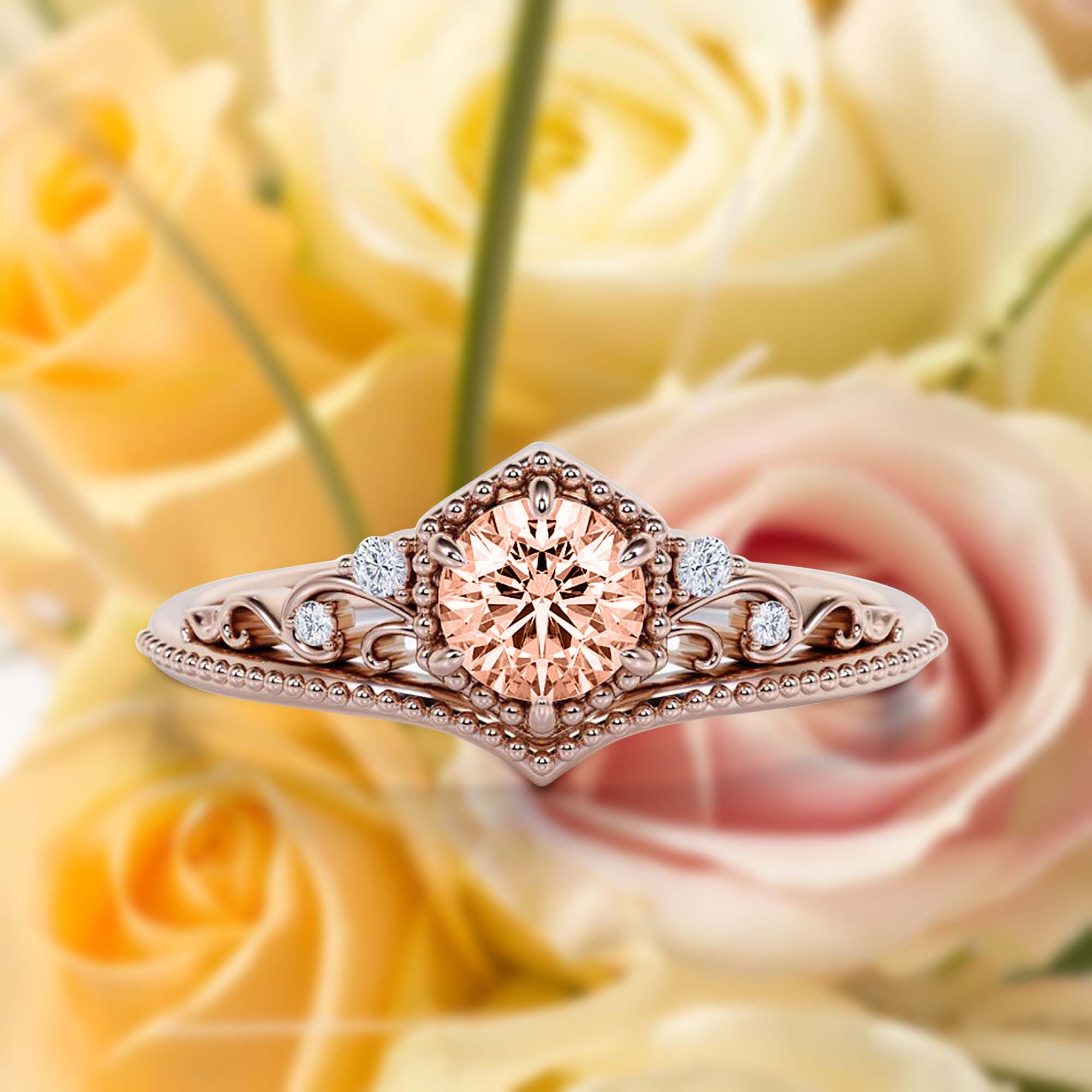 1.2ct Simulated Peach Morganite Engagement Ring 14k Rose Gold Plated Heart  Shape | eBay