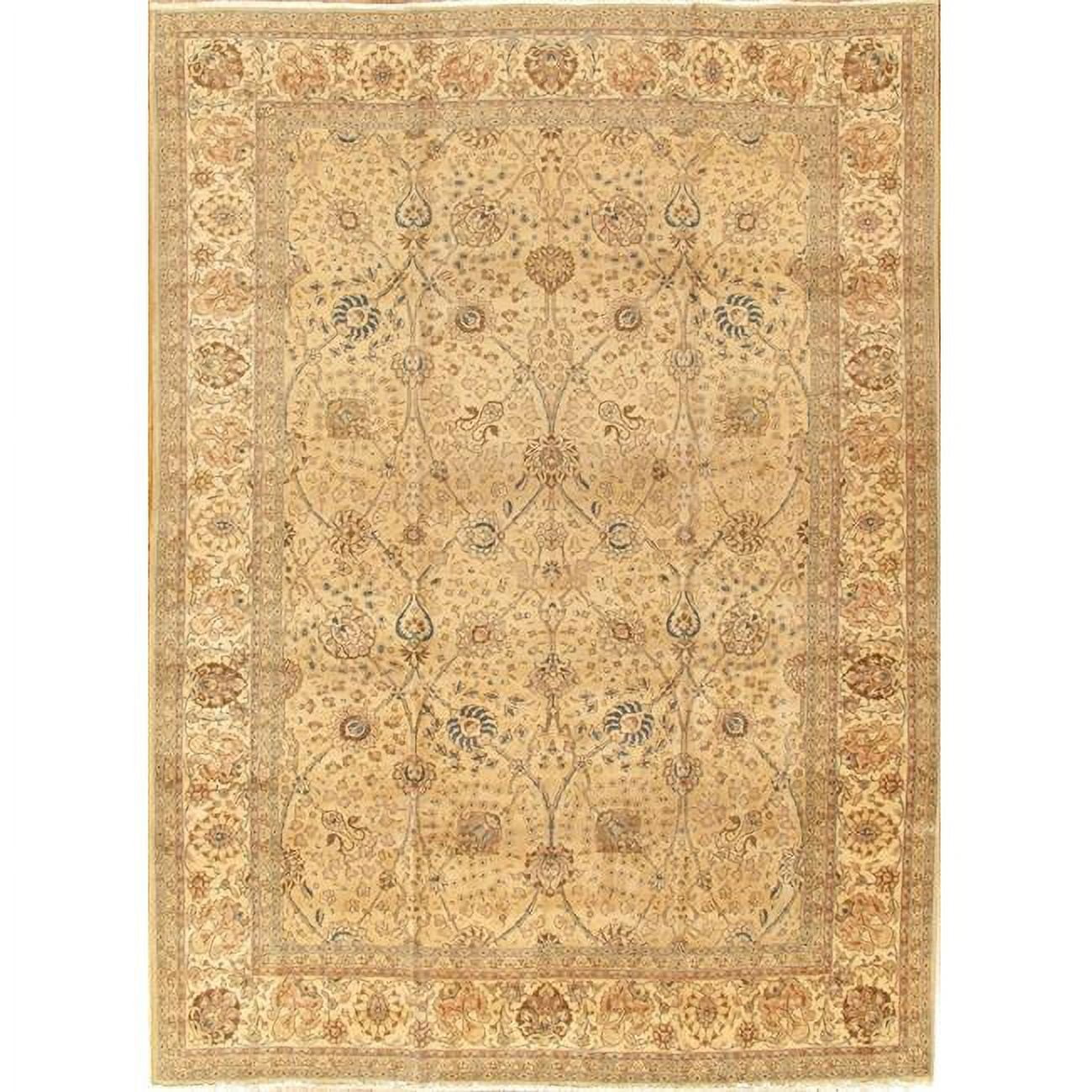 Antique Baku Peach Lamb's Wool 9'6" X 13'5" Hand-Knotted Area Rug
